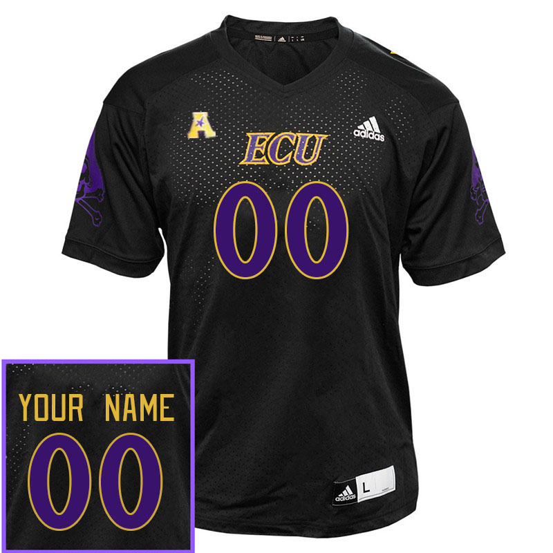 Custom ECU Pirates Name And Number College Football Jerseys Stitched-Black - Click Image to Close